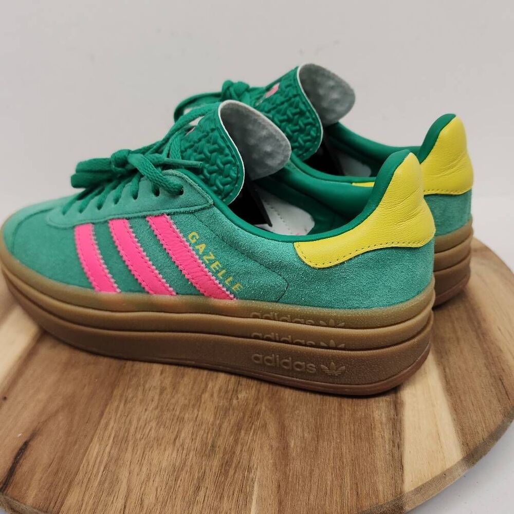 adidas Gazelle Bold Athletic Shoe - Court Green / Lucid Pink Womens Size 6 - Picture 5 of 11
